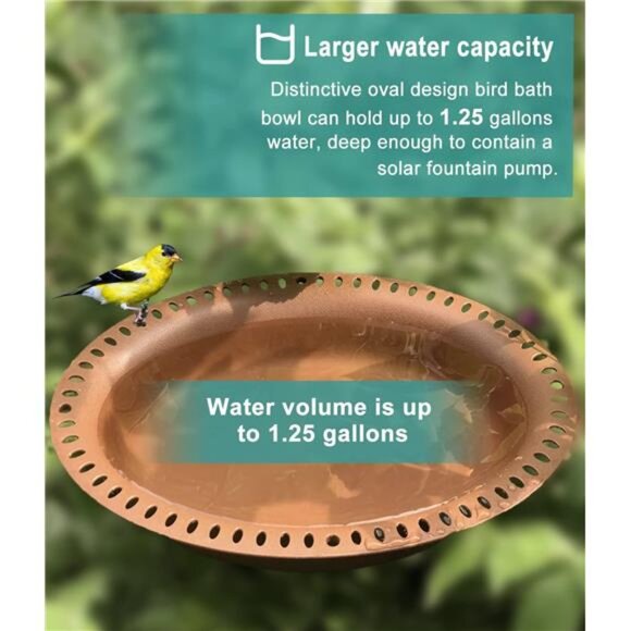 Extra-Large Freestanding Birdbaths Bowl, Detachable Decoration Spa - Picture 5 of 8